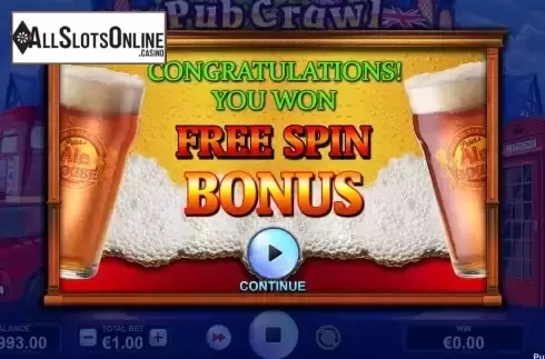 Free Spins screen