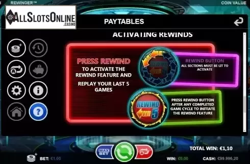 Rewind feature screen