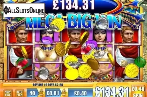 Mega Big Win screen. Rome & Egypt from WMS