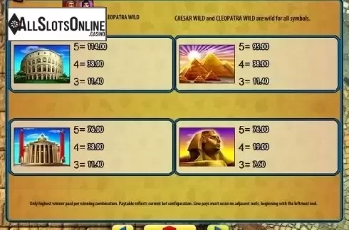 Paytable 2. Rome & Egypt from WMS