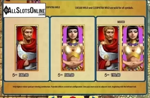 Paytable 1. Rome & Egypt from WMS
