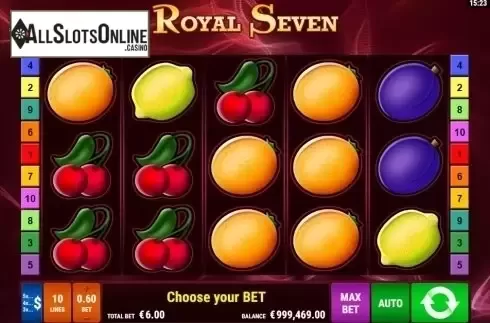 Game Workflow screen . Royal Seven from Gamomat