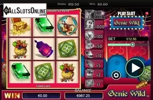 Reel screen. Scratch Genie Wild from NextGen