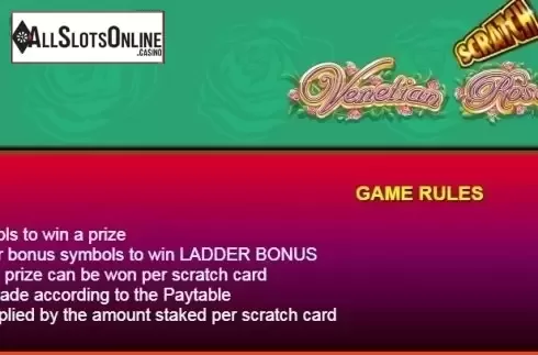 Paytable 2. Scratch Venetian Rose from NextGen
