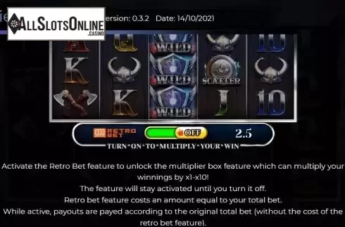 Retro bet feature screen