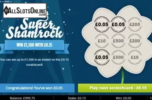 Win Screen. Super Shamrock from Gluck Games