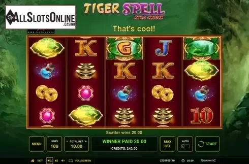 Win Screen 2. Tiger Spell Xtra Choice from High Flyer Games