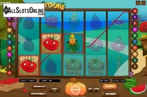 Win Screen. Veggie Toons from We Are Casino