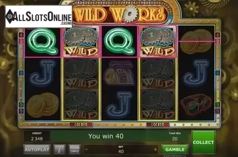 Win Screen. Wild Works from Novomatic