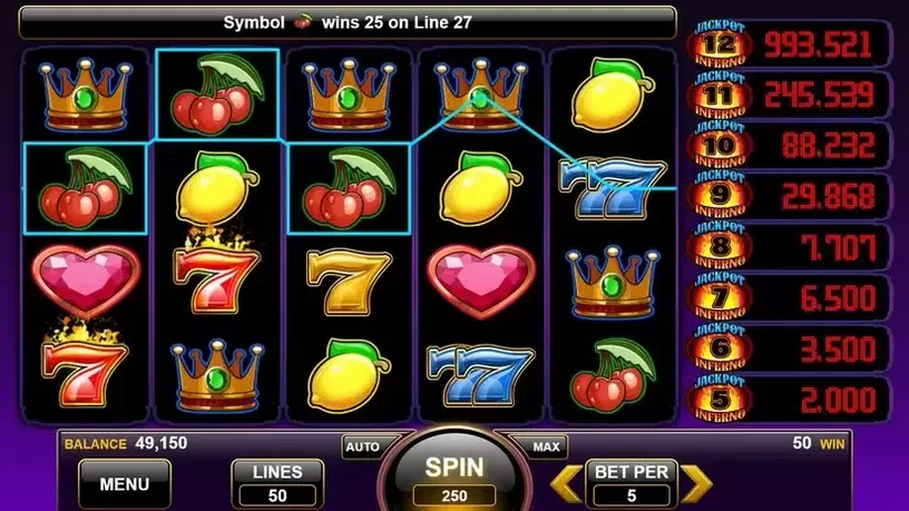 Jackpot Inferno slot screenshot 3