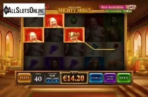 Win Screen. Age of the Gods: Mighty Midas from Playtech Origins