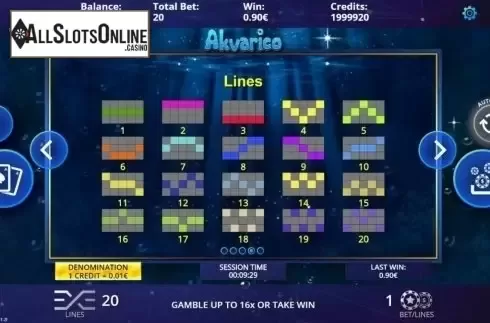 Paylines. Akvarico from DLV