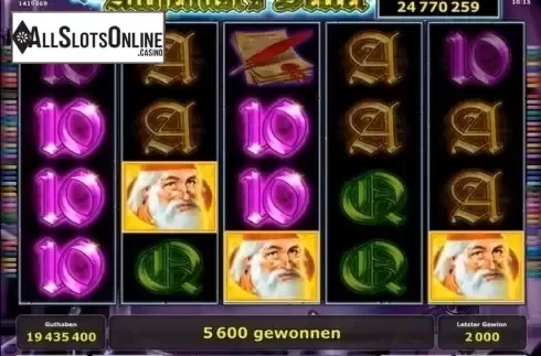 Wild Win screen. Alchemist's Secret from Novomatic