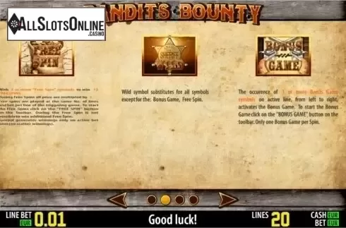 Paytable 2. Bandit's Bounty HD from World Match
