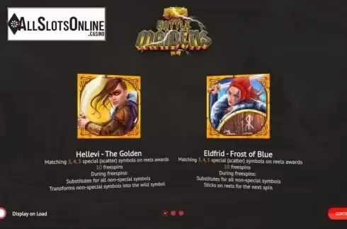 Start Screen. Battle Maidens from 1X2gaming