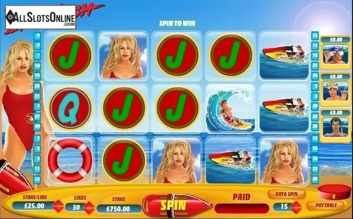 Game Workflow screen. Baywatch (Playtech) from Playtech