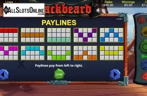 Paylines 1. Blackbeard (Bulletproof Games) from Bulletproof Games