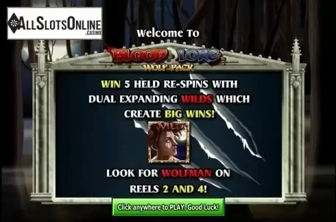 Start Screen. Bloodlore Wolf Pack from NextGen