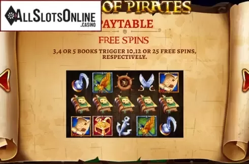 Paytable 1. Book of pirates from Gaming Corps