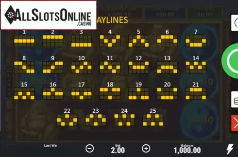 Paylines screen. Buddha Fortune Hold and Win from Booongo