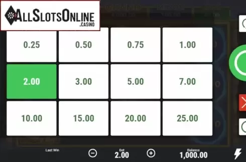 Select bet screen. Buddha Fortune Hold and Win from Booongo