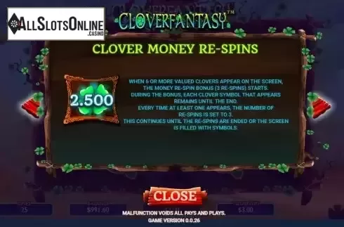 Re-spins feature screen
