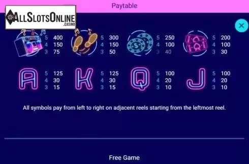 Paytable. Dancing Fever (Spadegaming) from Spadegaming