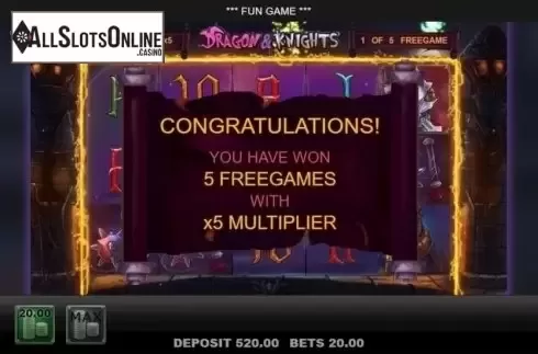 Free Spins Triggered. Dragon and Knights from Merkur