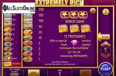 PayTable screen