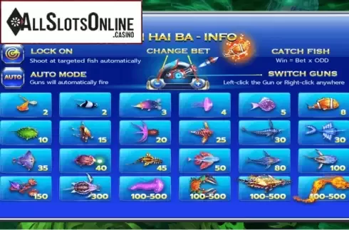 Paytable. Fish Hunter Haiba Jackpot from EAgaming