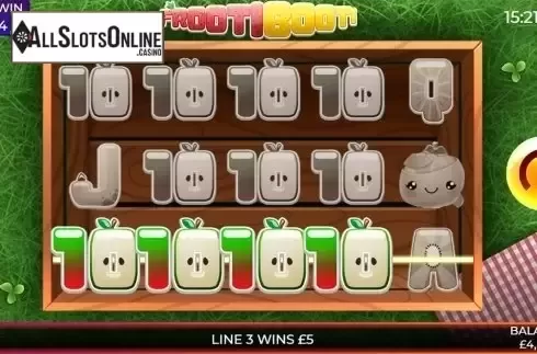 Win screen. Frooti Booti from Slingo Originals
