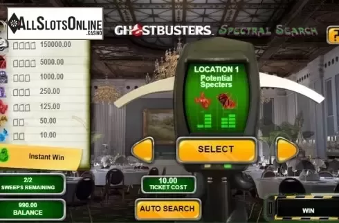 Game Screen 1. Ghostbusters Spectral Search from IGT