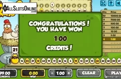 Win screen. Golden Egg Keno	 from PlayPearls