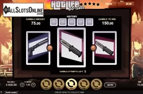 Risk/Gamble game screen