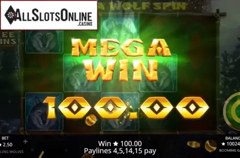 Win screen 3. Howling Wolves from Booming Games