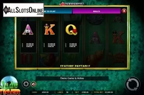 Paytable 3. Jade Tiger from Ainsworth