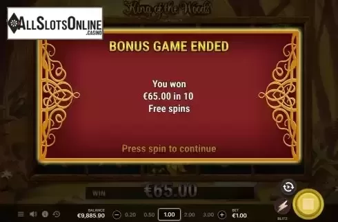 Win Free Spins screen