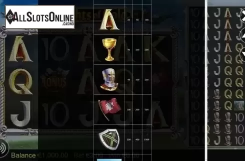 Paytable 2. Knights of Gold from Betdigital