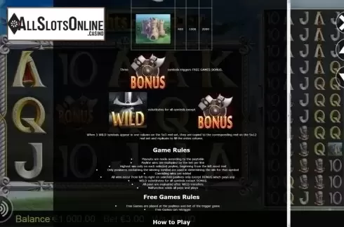 Paytable 3. Knights of Gold from Betdigital