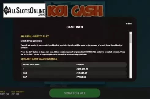 Game Rules 1. Koi Cash from Hacksaw Gaming