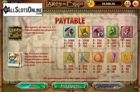 Screen5. Larry In Egypt from Bwin.Party