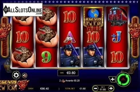 Win screen. Legends of New York from Ainsworth