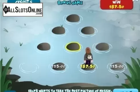 Bonus Game screen. Loch Ness Monster from Tom Horn Gaming