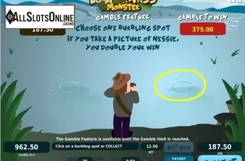 Risk (Double up) game screen. Loch Ness Monster from Tom Horn Gaming