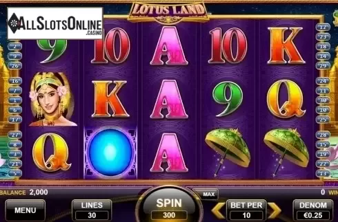Reels screen. Lotus Land from Nektan