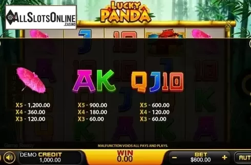 Paytable 3. Lucky Panda (PlayStar) from PlayStar