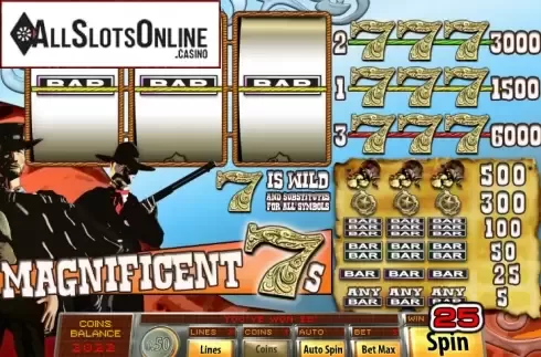 Win Screen. Magnificent 7s from Saucify