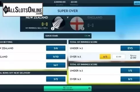 Reel screen. Rush Cricket Live from Inspired Gaming