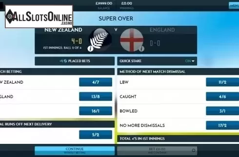 Reel screen. Rush Cricket Live from Inspired Gaming