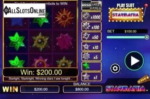 Game Screen 2. Scratch Starmania from NextGen